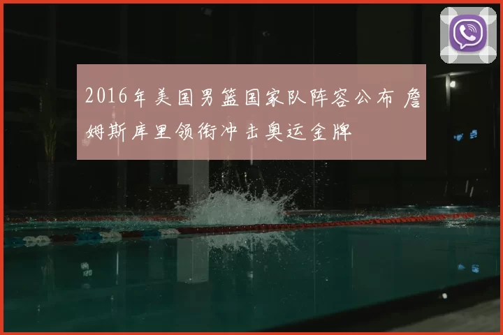 2016年美国男篮国家队阵容公布 詹姆斯库里领衔冲击奥运金牌